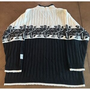 Vintage Southpole Snowflake Sweater Men's L Black Gray Chunky‎ Knit Ribbed Y2K